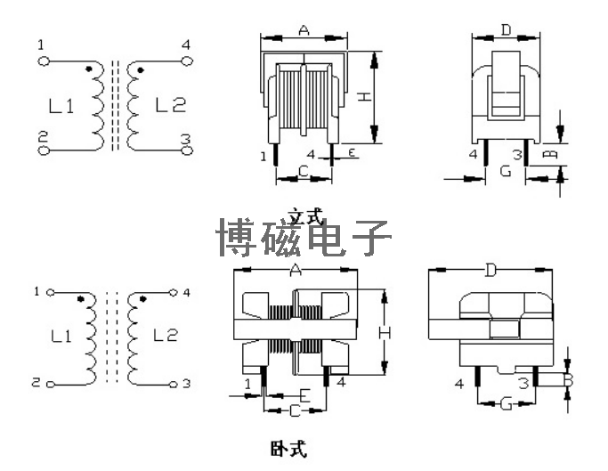 共模电感的尺寸图